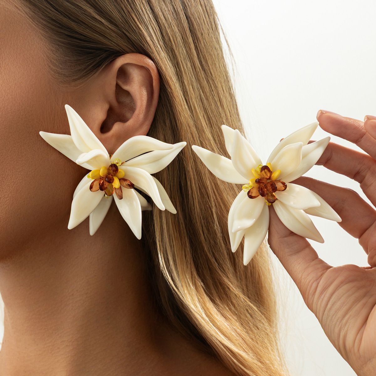 Acrylic 3D Large Flower Earrings - Yunhai Jewelry