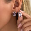 Silver and Purple Earrings