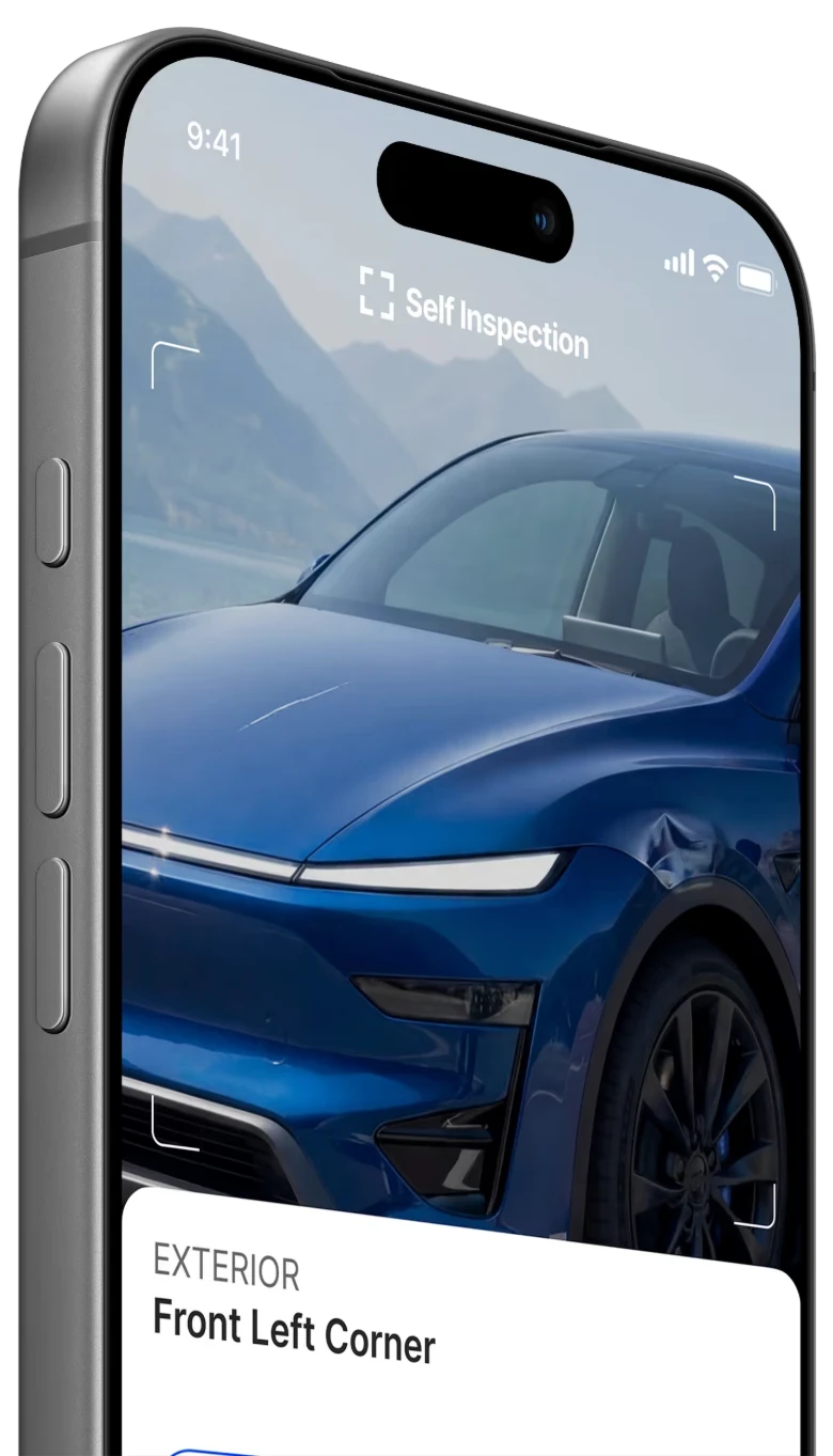 Guided capture of a vehicle's front left corner in the Self Inspection app