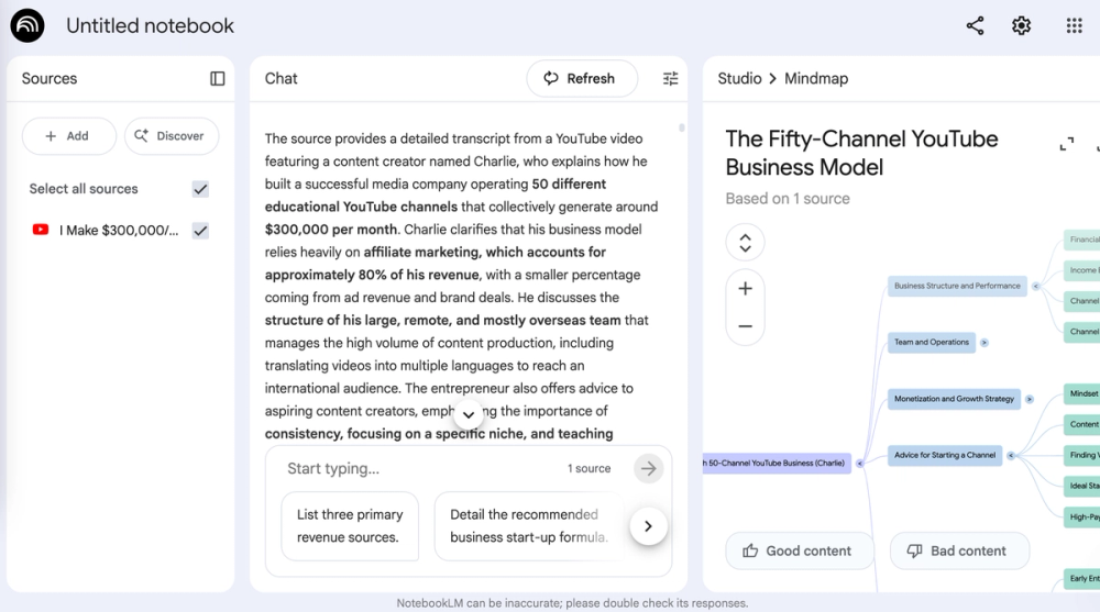screenshot of notebooklm video summarize