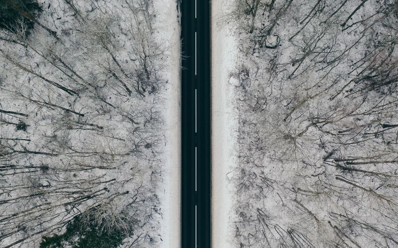 Road from above in winter
