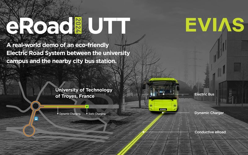 A real-world demo of an eco-friendly Electric Road System between campus of University of Technology of Troyes, France and the nearby city bus station. 