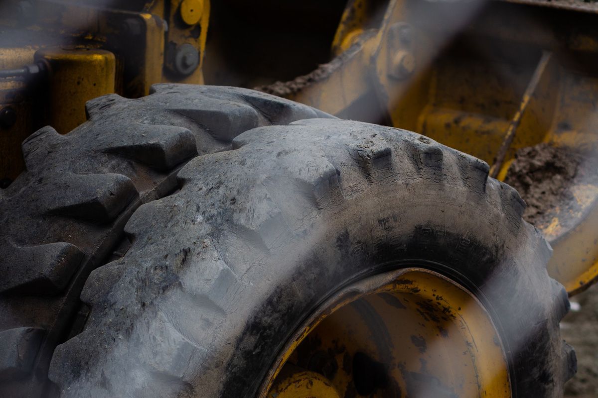 Close up on tractor wheels