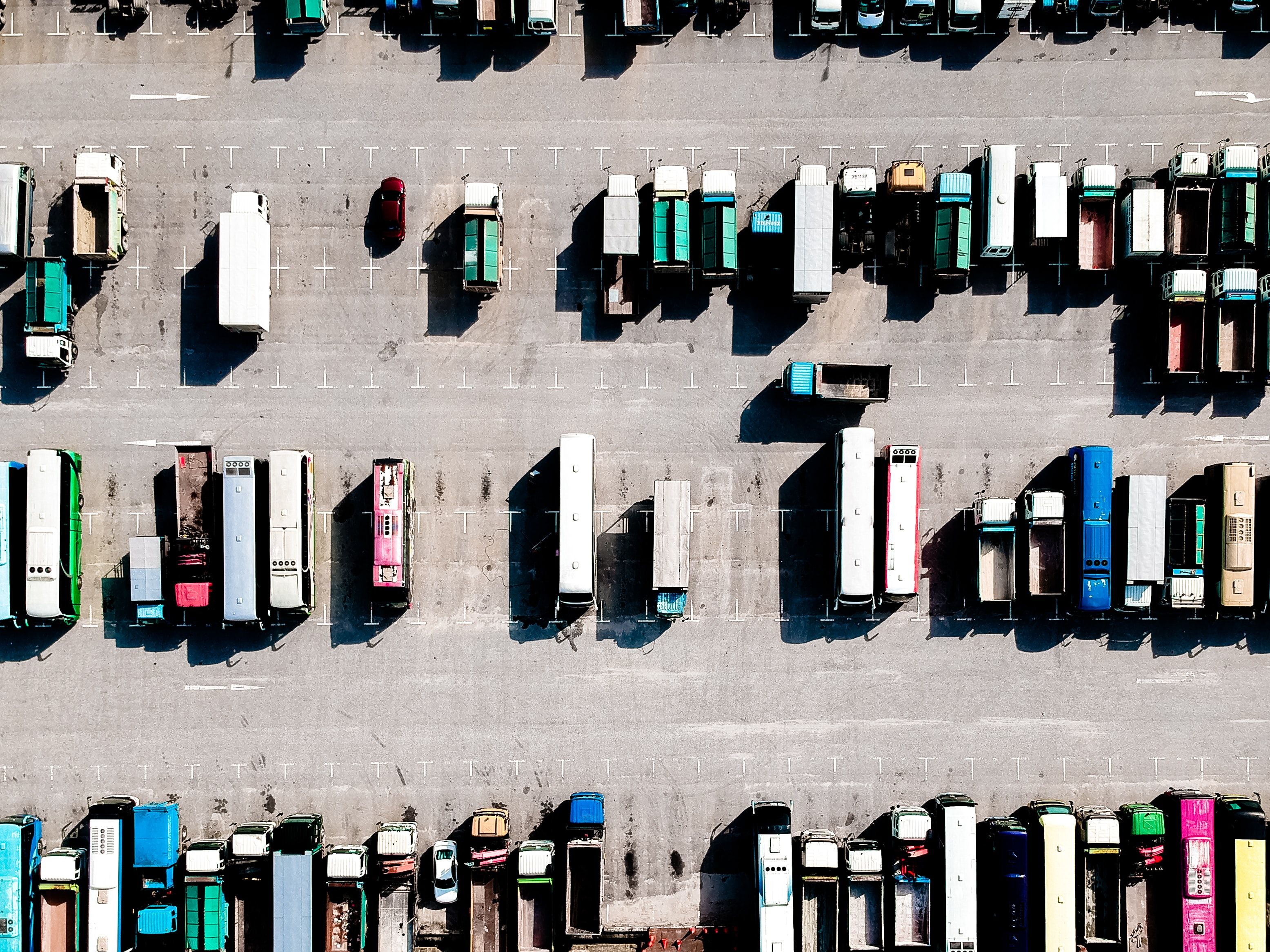Trucks in a parking space