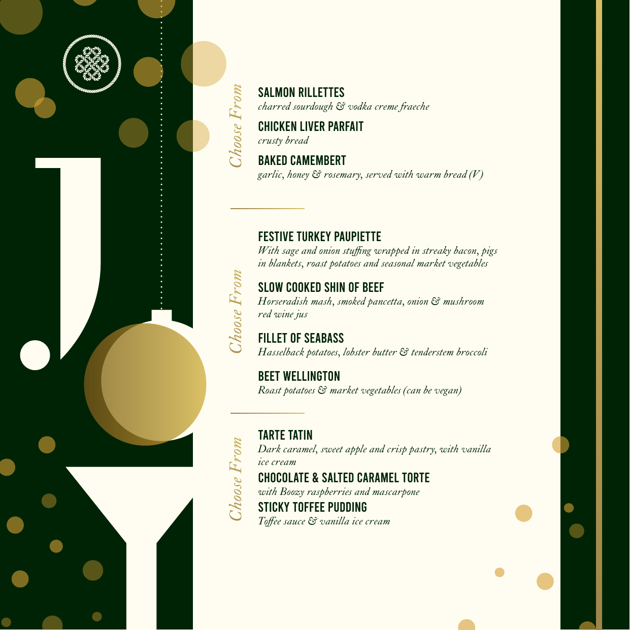 Festive menu