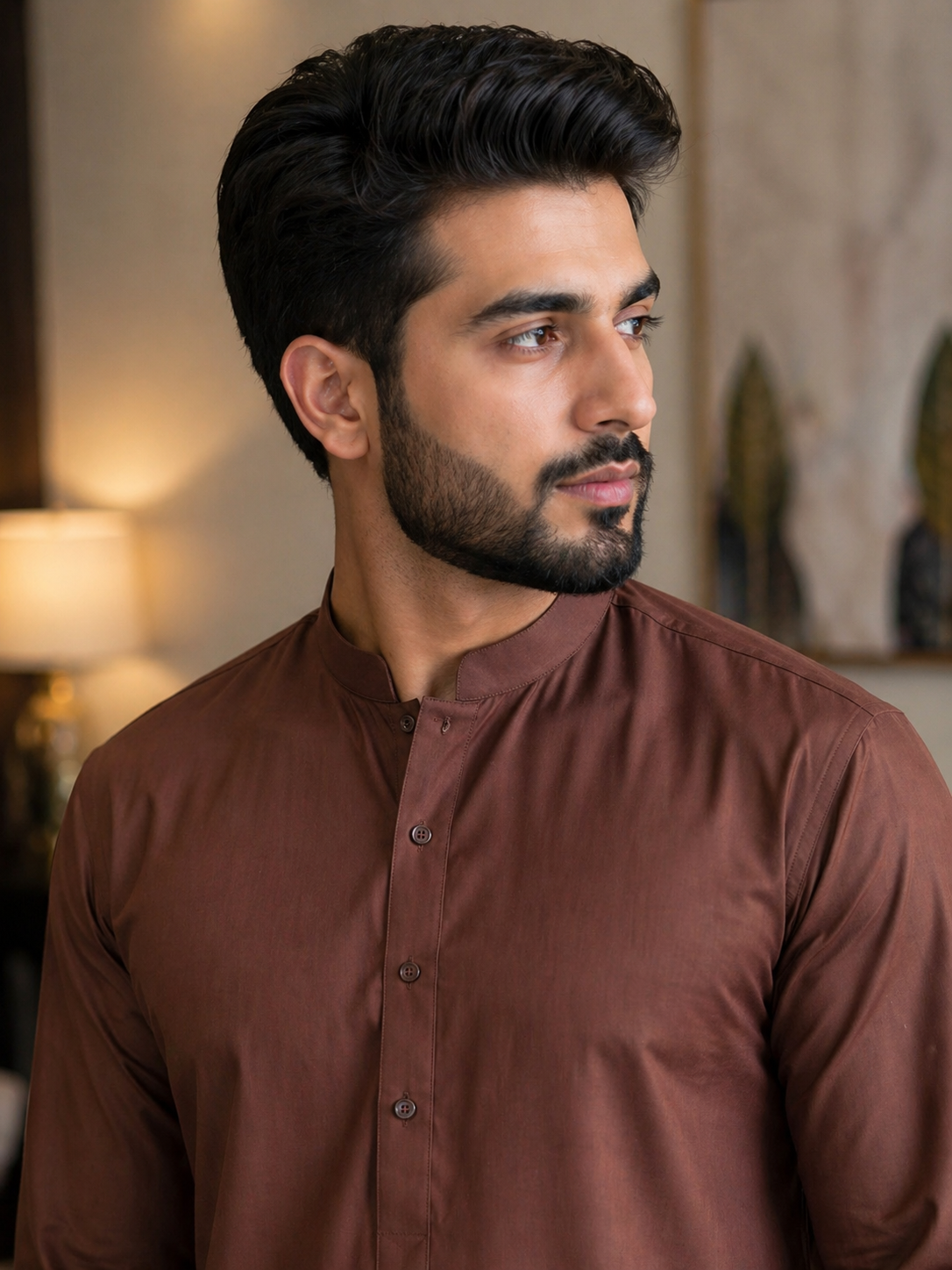 Chocolate Brown Wash & Wear Unstitched Suit – Premium Men’s Collection
