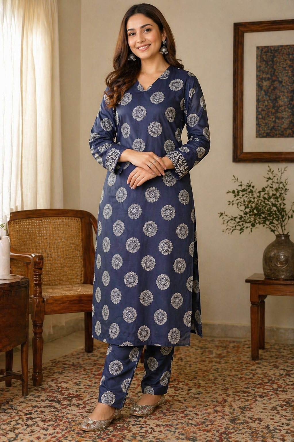 Midnight Blue Printed Lawn 2 Piece Suit  ALL OVER _Unstitched