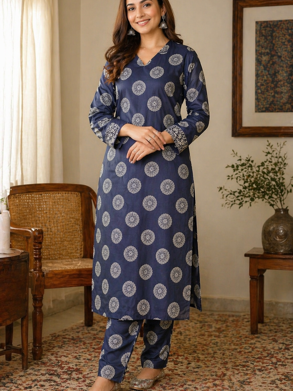 Midnight Blue Printed Lawn 2 Piece Suit ALL OVER _Unstitched