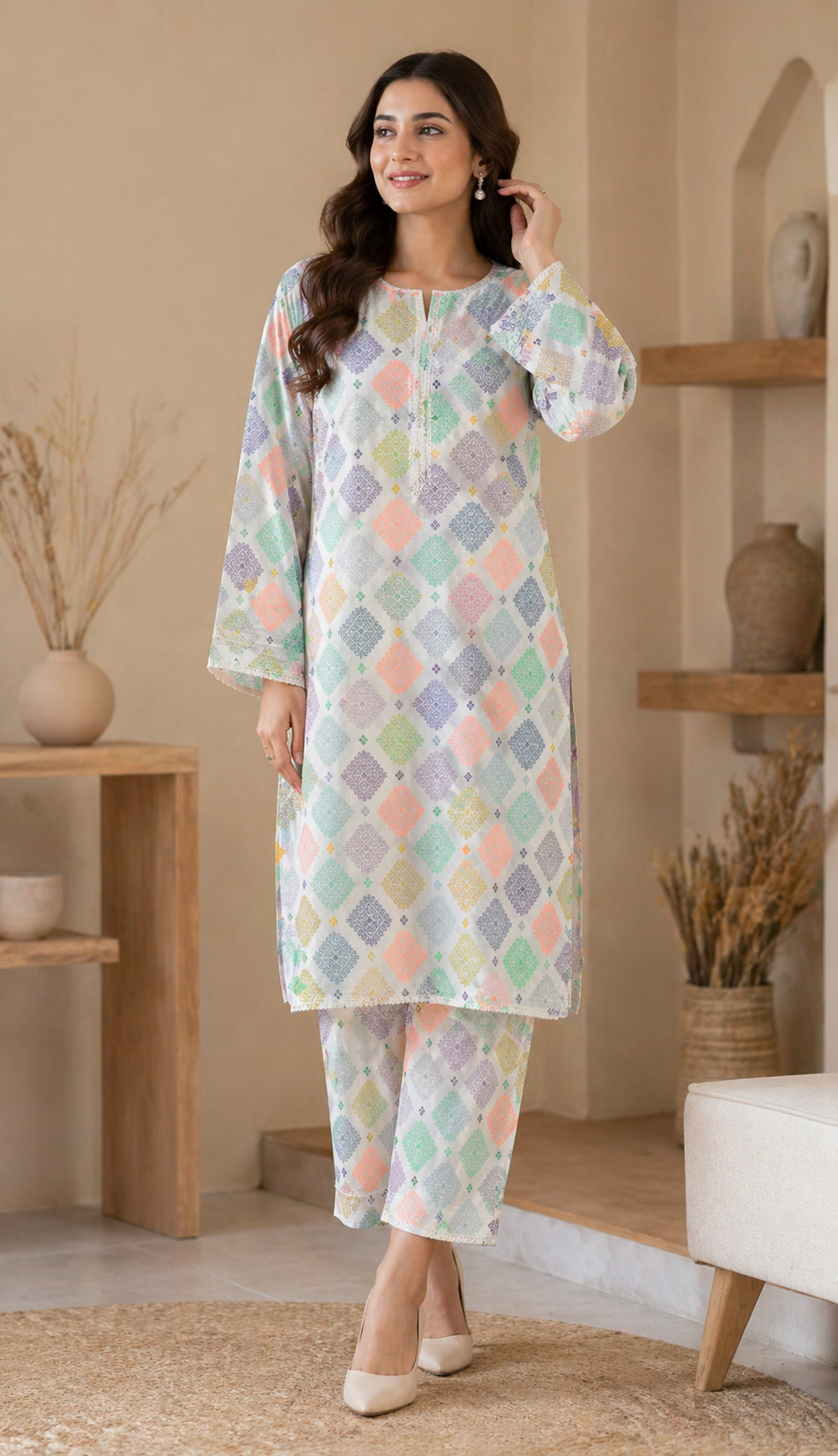 Pastel Printed Lawn 2-Piece Suit – Elegant Summer Unstitched
