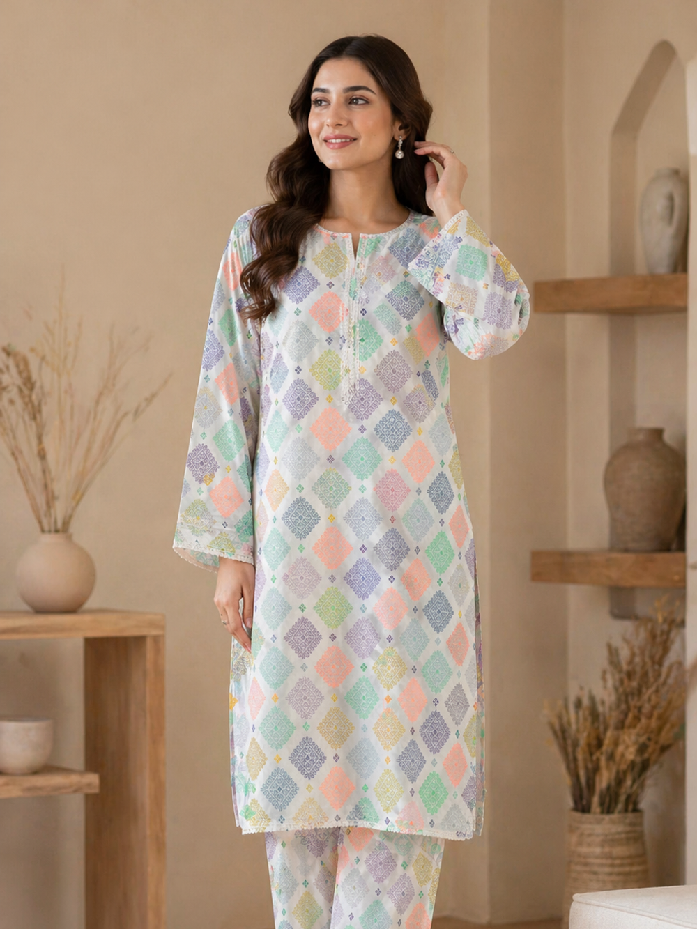 Pastel Printed Lawn 2-Piece Suit – Elegant Summer Unstitched