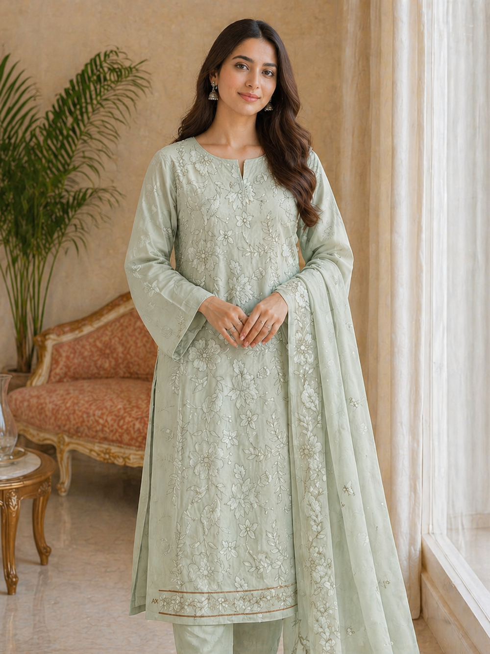 Elegant Pista Embroidered Lawn 3 Piece Unstitched Suit – Summer Collection