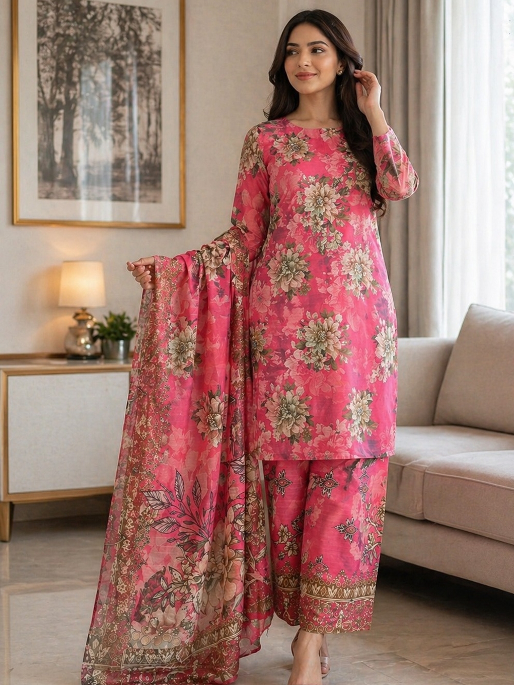 Pink Blossom Lawn 3 Piece Unstitched Suit – Qaddus Collection
