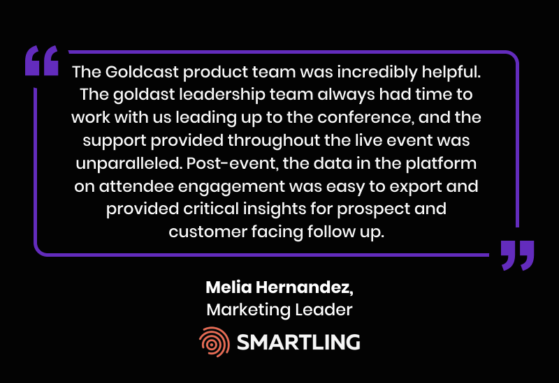Goldcast product team testimonial from Smartling 