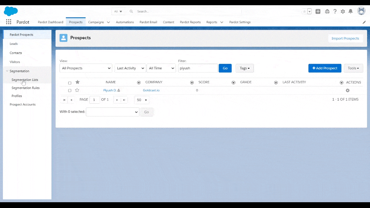 Goldcast's Pardot integration 