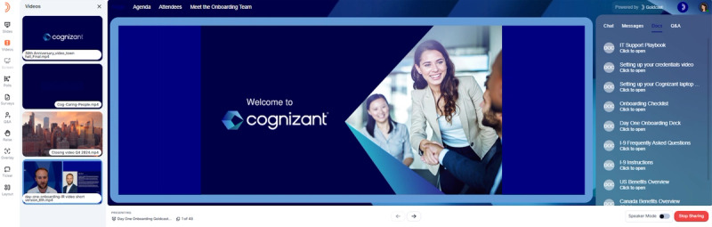 Cognizant's onboarding session with Goldcast