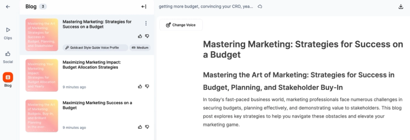 create blogs with AI Search