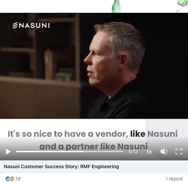 Nasuni LinkedIn post