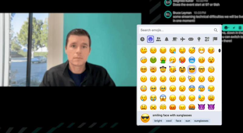 Emoji reactions within digital events platform Goldcast 