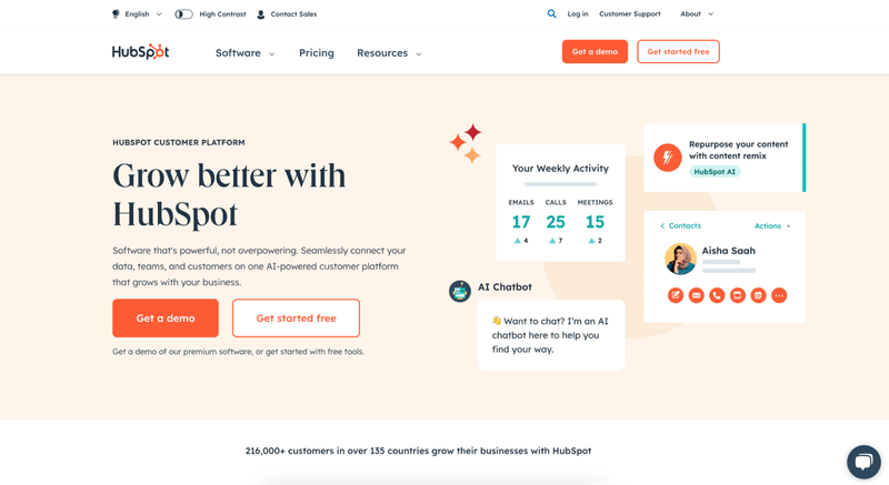 hubspot homepage