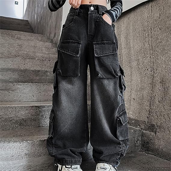 Washed Black Cargo Jeans