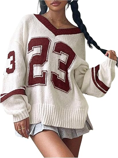Cream and Burgundy Varsity Sweater