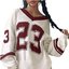 Cream and Burgundy Varsity Sweater