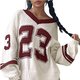 Cream and Burgundy Varsity Sweater