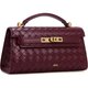 Burgundy Woven Leather Top-Handle Bag