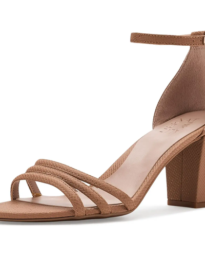 Tan Strappy Block-Heel Sandals