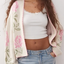 Cream Embroidered Floral Cardigan