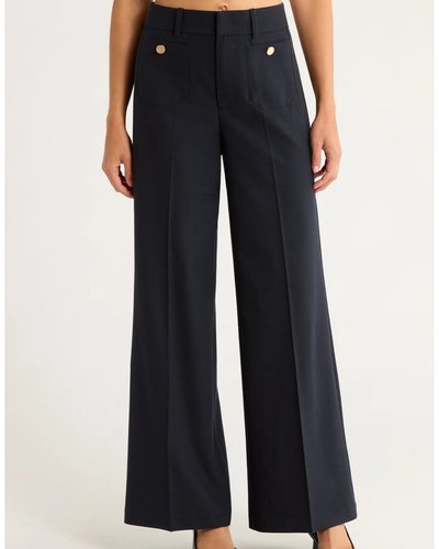 Navy Wide-Leg Trousers