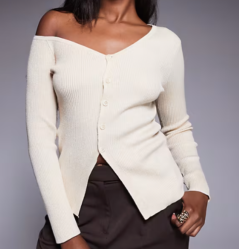 Cream Off-Shoulder Cardigan
