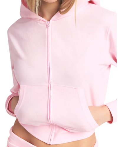 Pink Velour Zip Hoodie
