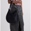 Black Studded Suede Hobo Bag