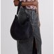 Black Studded Suede Hobo Bag