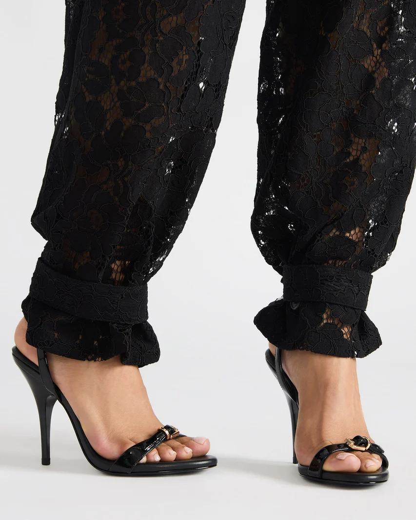 Black Patent Stiletto Sandals