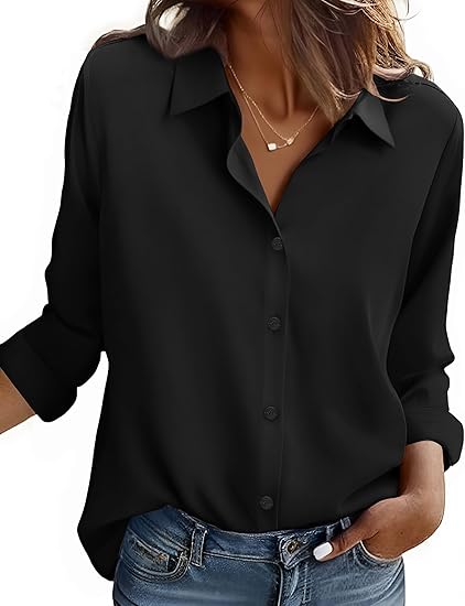 Black Satin Button-Down Shirt