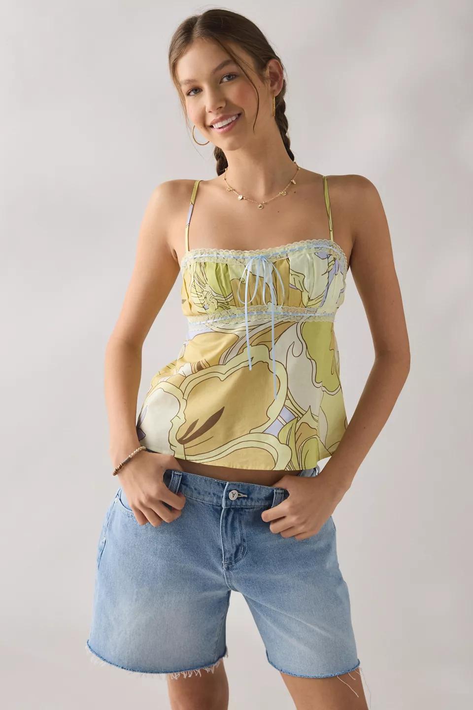 Yellow Floral Fitted Cami