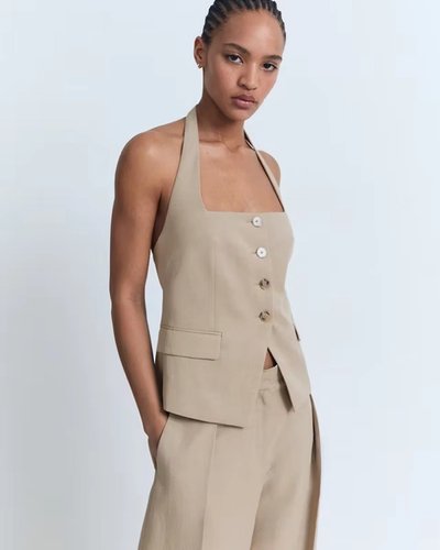 Beige Anzugweste