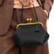 Black Kiss-Lock Top-Handle Bag