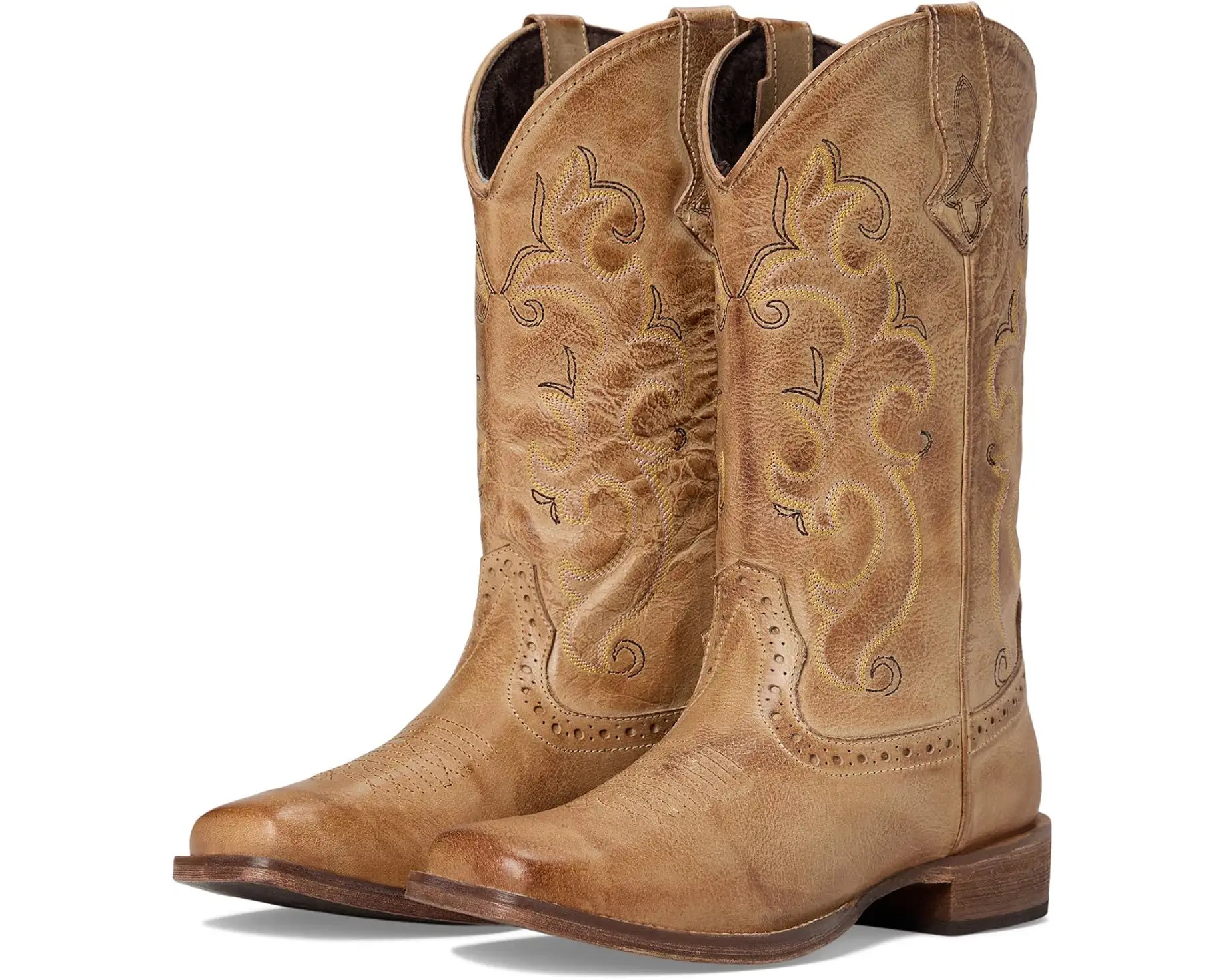 Tan Embroidered Western Boots
