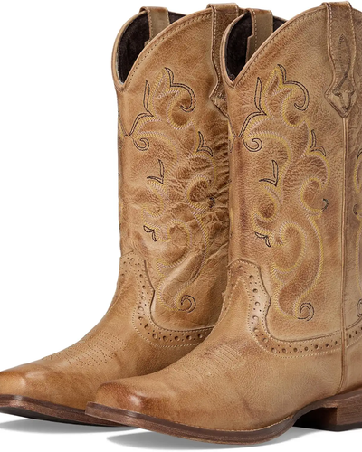 Tan Embroidered Western Boots