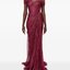 Burgundy Lace Off-Shoulder Gown Detail