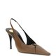 Taupe Leather Slingback Pumps