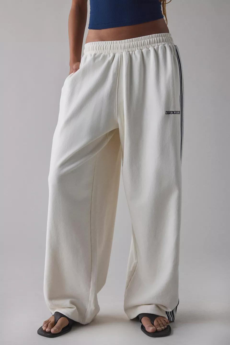 Cream Striped Jogger Pants