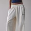 Cream Striped Jogger Pants