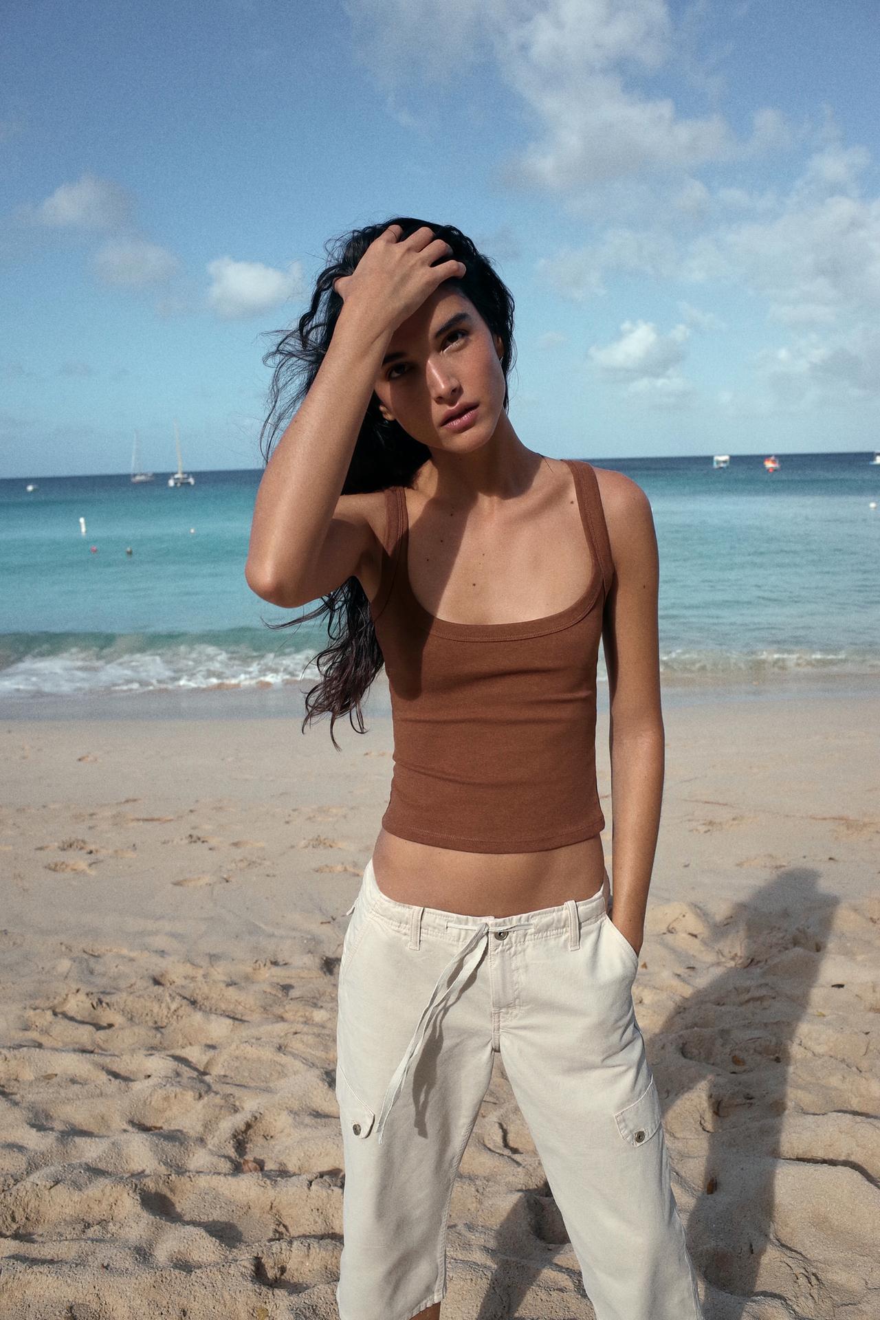 Brown Fitted Tank Top