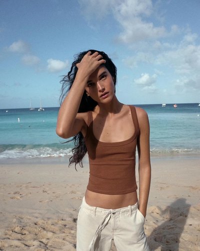 Brown Fitted Tank Top