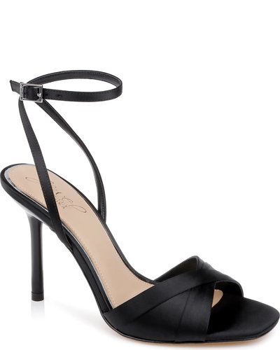 Black Ankle-Strap Heeled Sandals