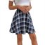 Navy Plaid Pleated Mini Skirt